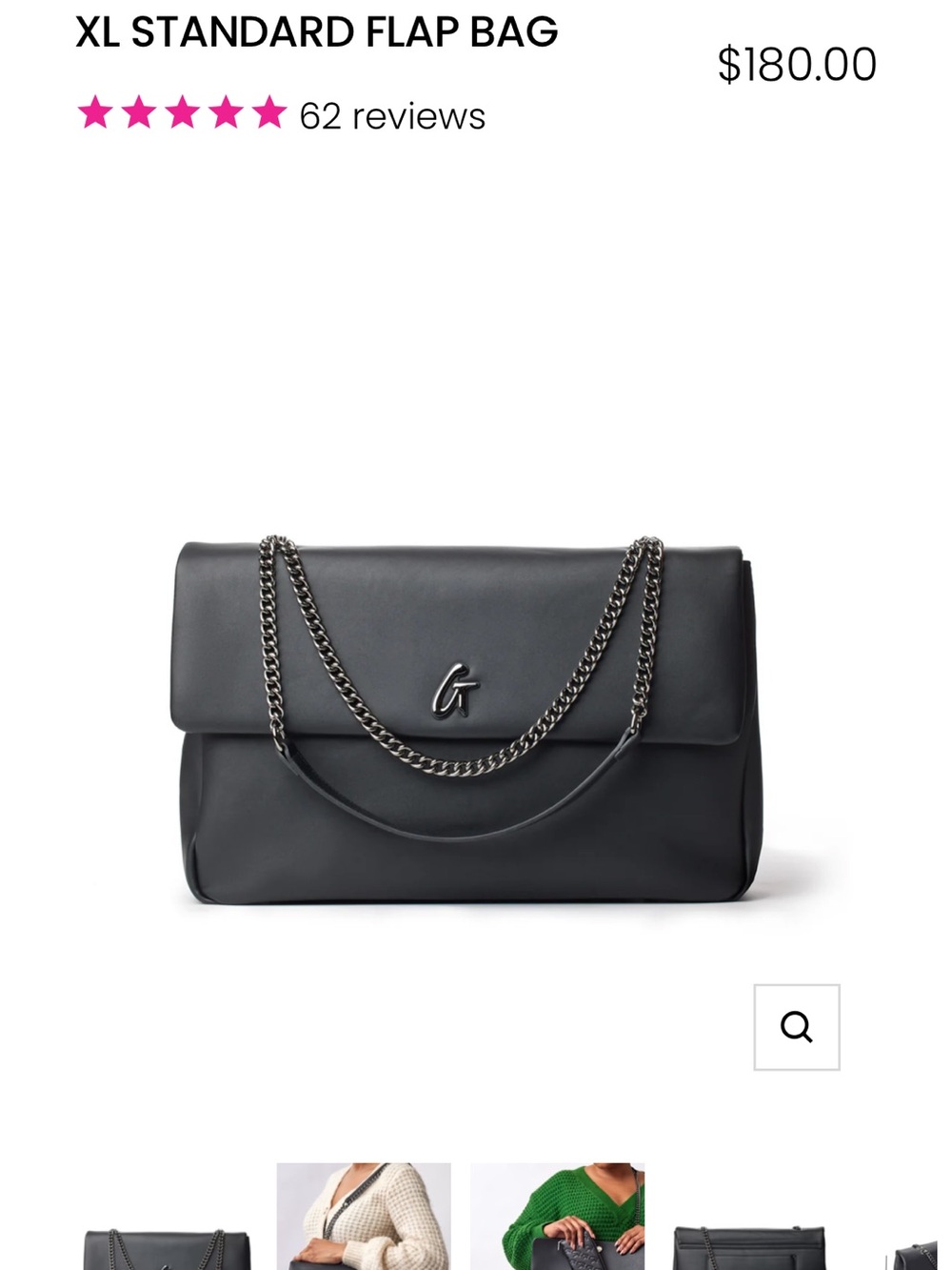 XL Standard Flap Shoulder Bag - Black